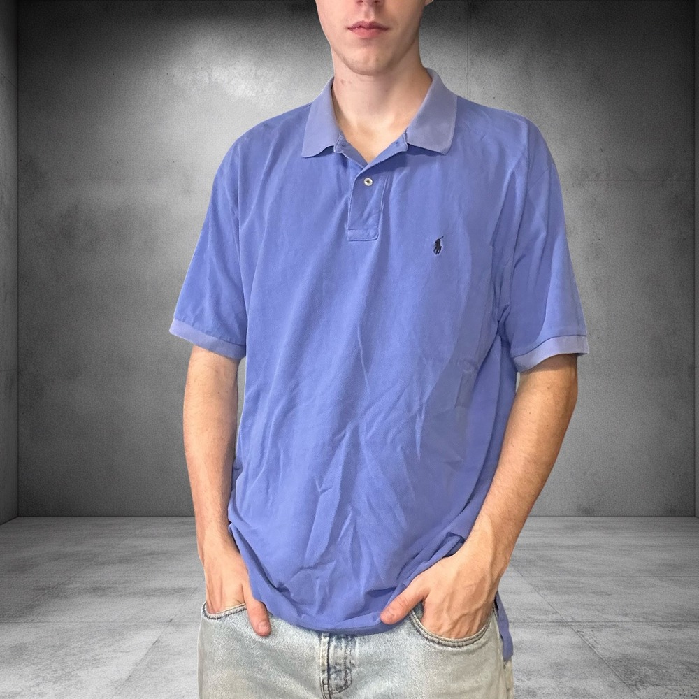 Polo Ralph Lauren Vintage Y2K Blue Short Sleeve Polo Shirt XXL Boxy Skater